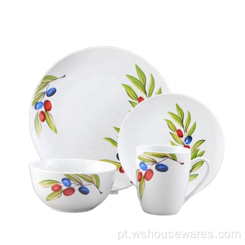 Placa de porcelana de decalão personalizada do círculo atacadista para o jantar